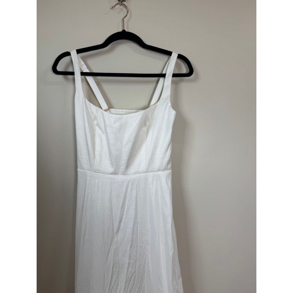 White Bubble Hem Maxi Dress Square Neck Smocked Back Bridal Formal Evening - Picture 4 of 6